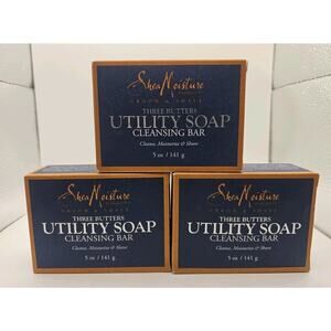 3 BARS Shea Moisture Three Butters Utility Soap Cleansing Bar 5 oz